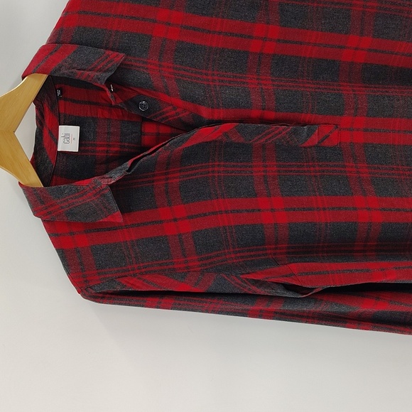 Cabi 3587 Cunningham Top Red And Gray Size Medium Half Button Pullover - Picture 2 of 7